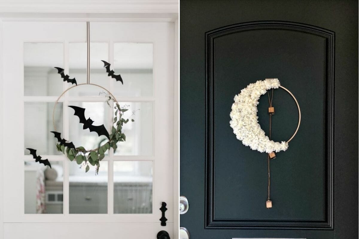 whimsical wreaths as cute and chic halloween decor