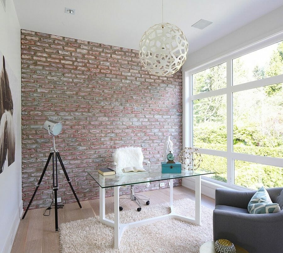 brick home office background