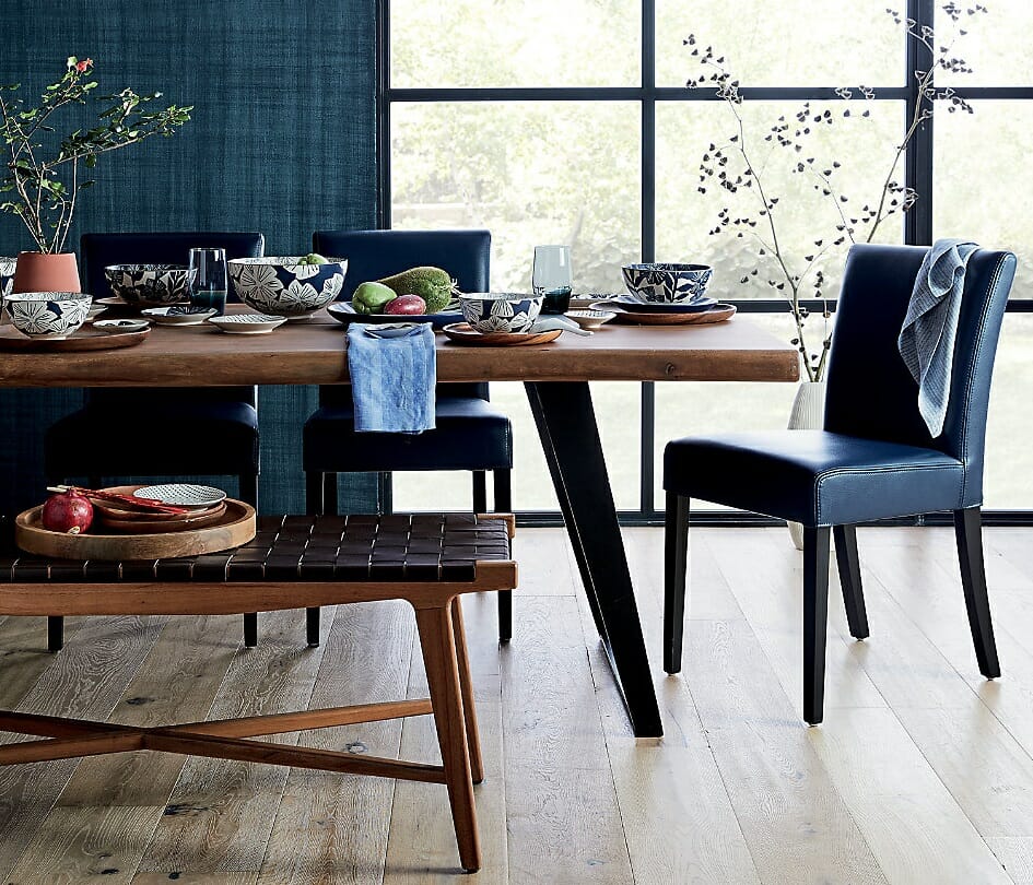 Crate and Barrel Cyber Monday dining furniture deals in blue