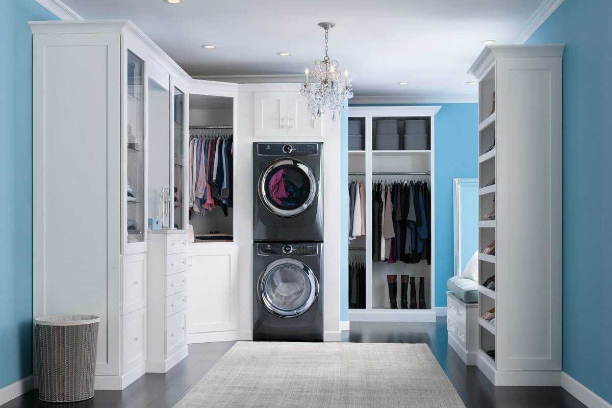 Washer and Dryer Cover, Green Gray & White Laundry Room Decor