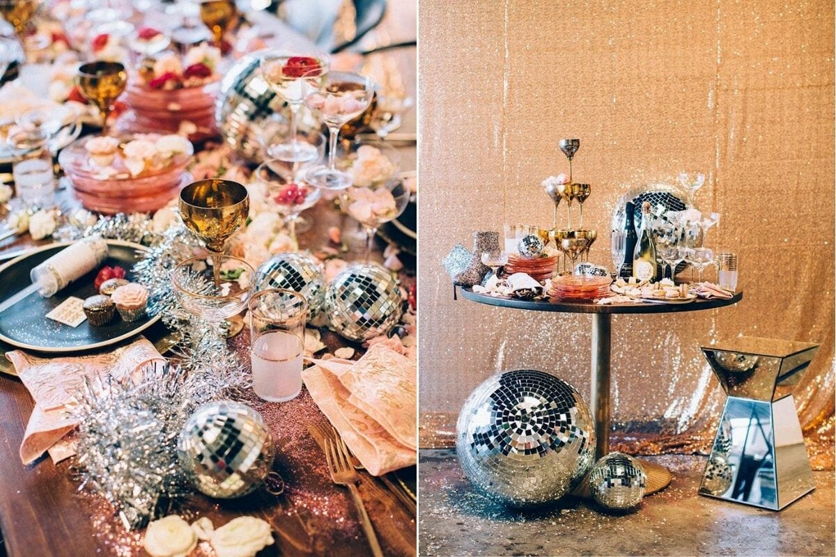 Disco party theme with New Years Eve Decorations
