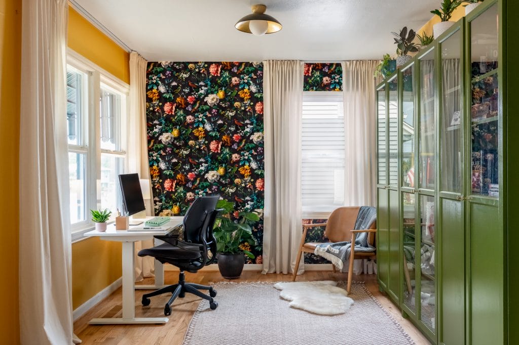 Home office background by Decorilla designer, Jillian M.