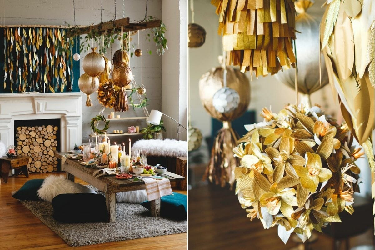 New Years Eve dinner table ideas boho NYE decorations