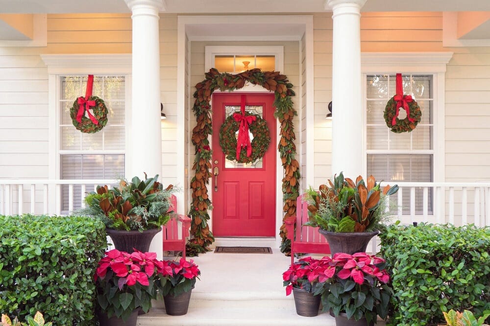 Stately red Christmas door decorations