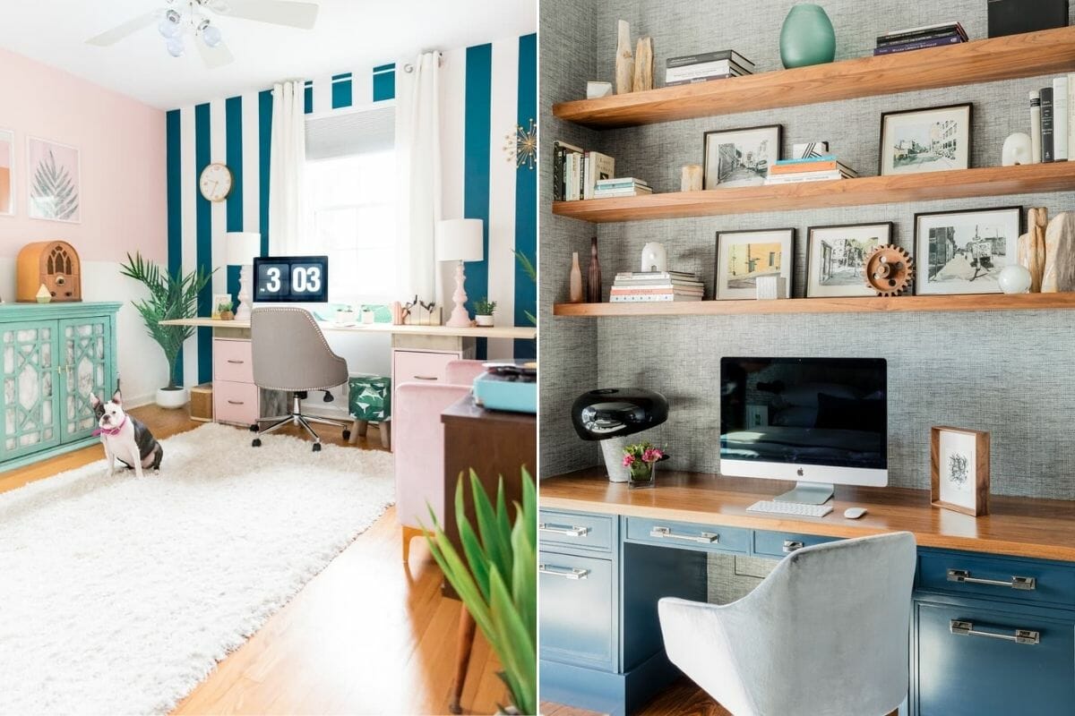 Accents of blue in home offices created with home office allowances