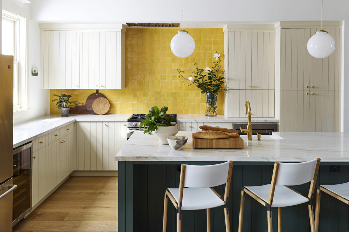 Bold and bright 2021 Pantone color of the year kitchen backsplash