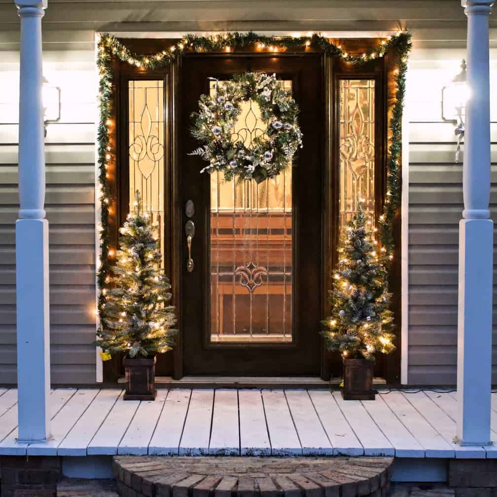 Enchanting lighted winter door decorations