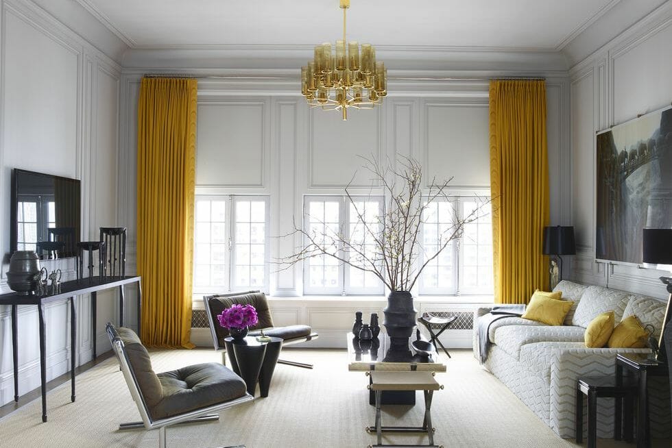 Illuminating color of the year on curtains