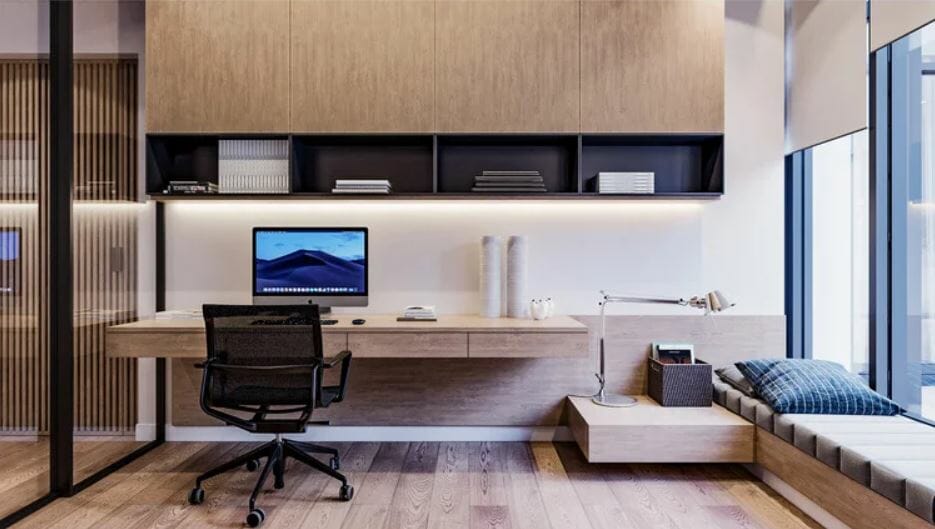 Large modular home office furniture as part of home office stipends - Mladen