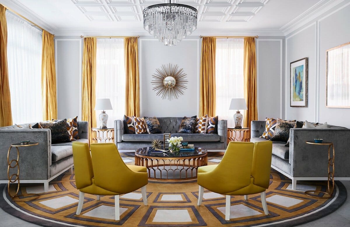 Pantone color of the year 2021 illuminating used in luxury living room