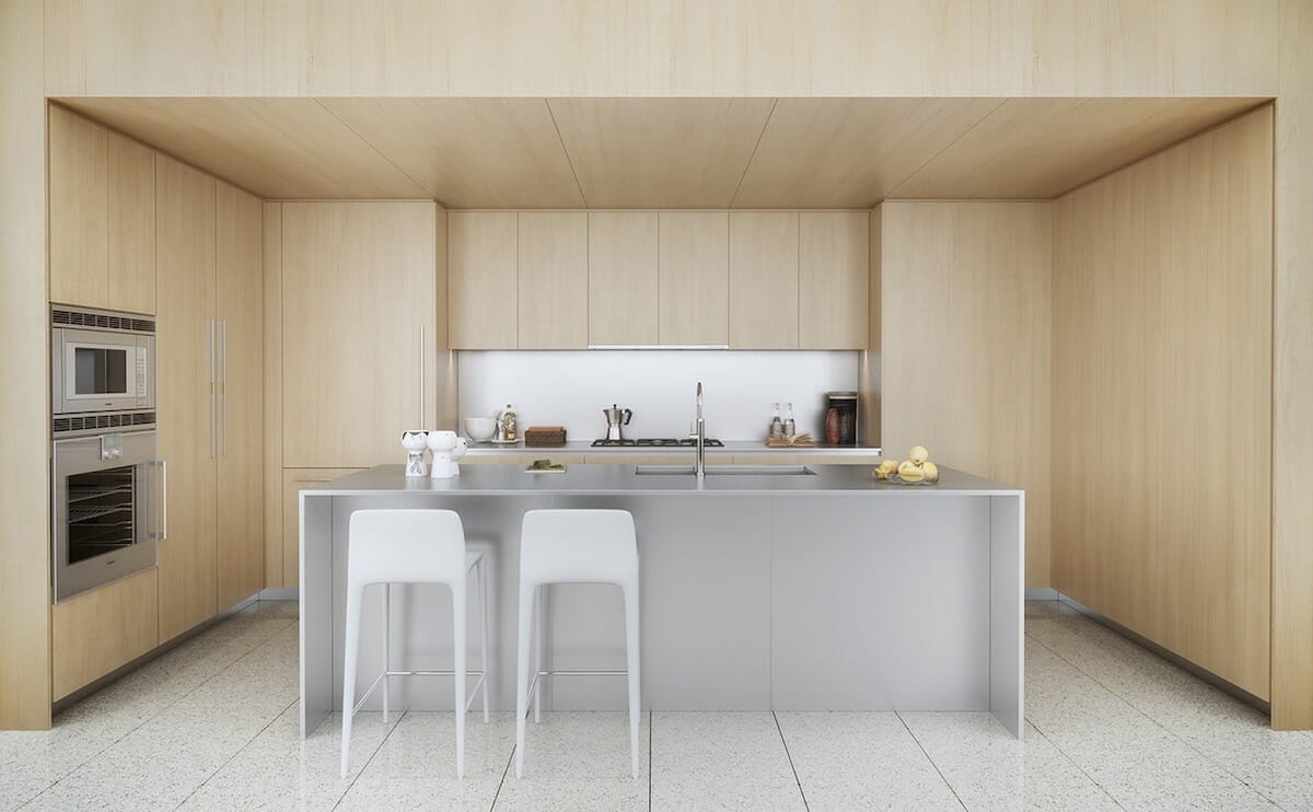 Sleek and modern light wood kitchen design trend 2021