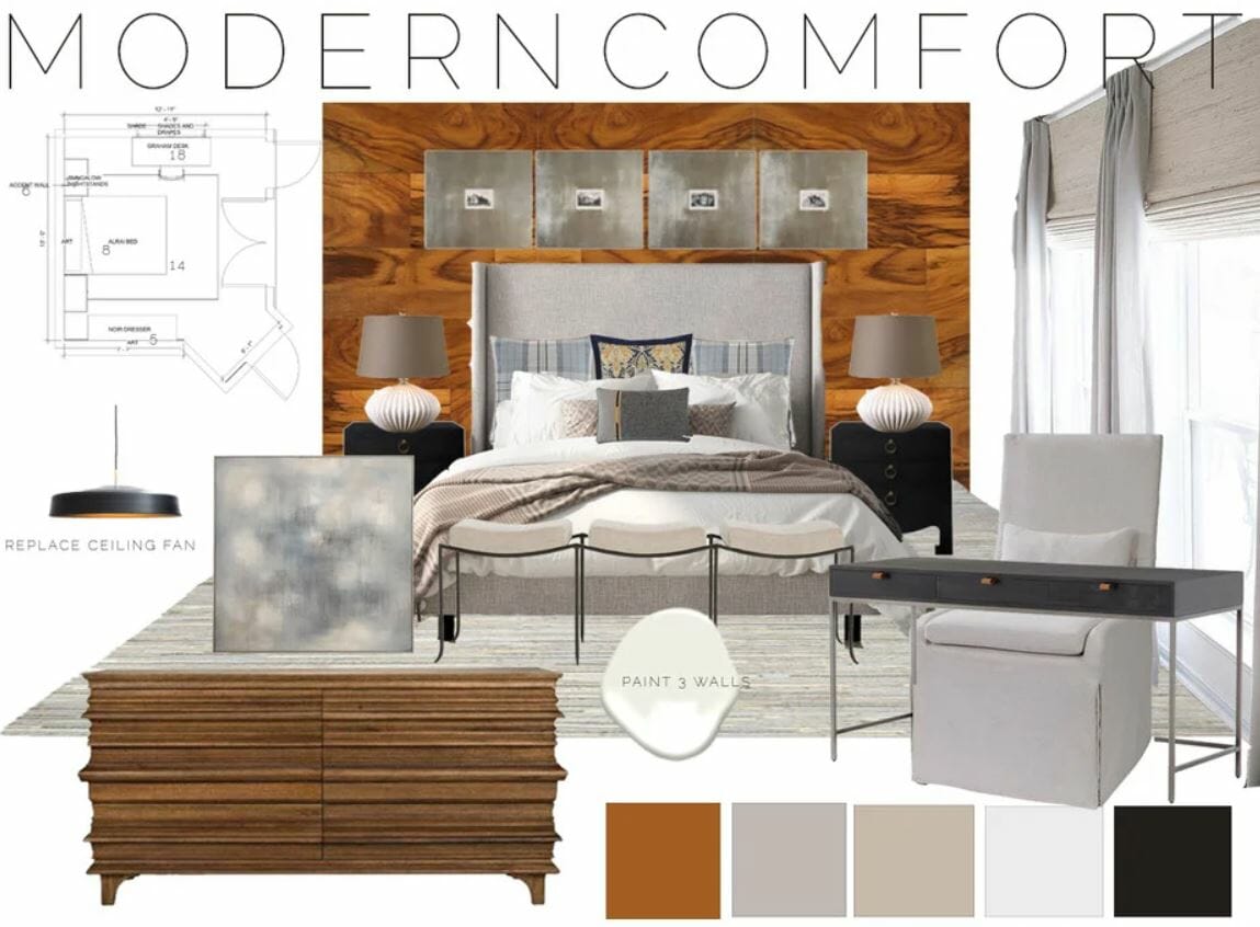 Small guest room makeover moodboard