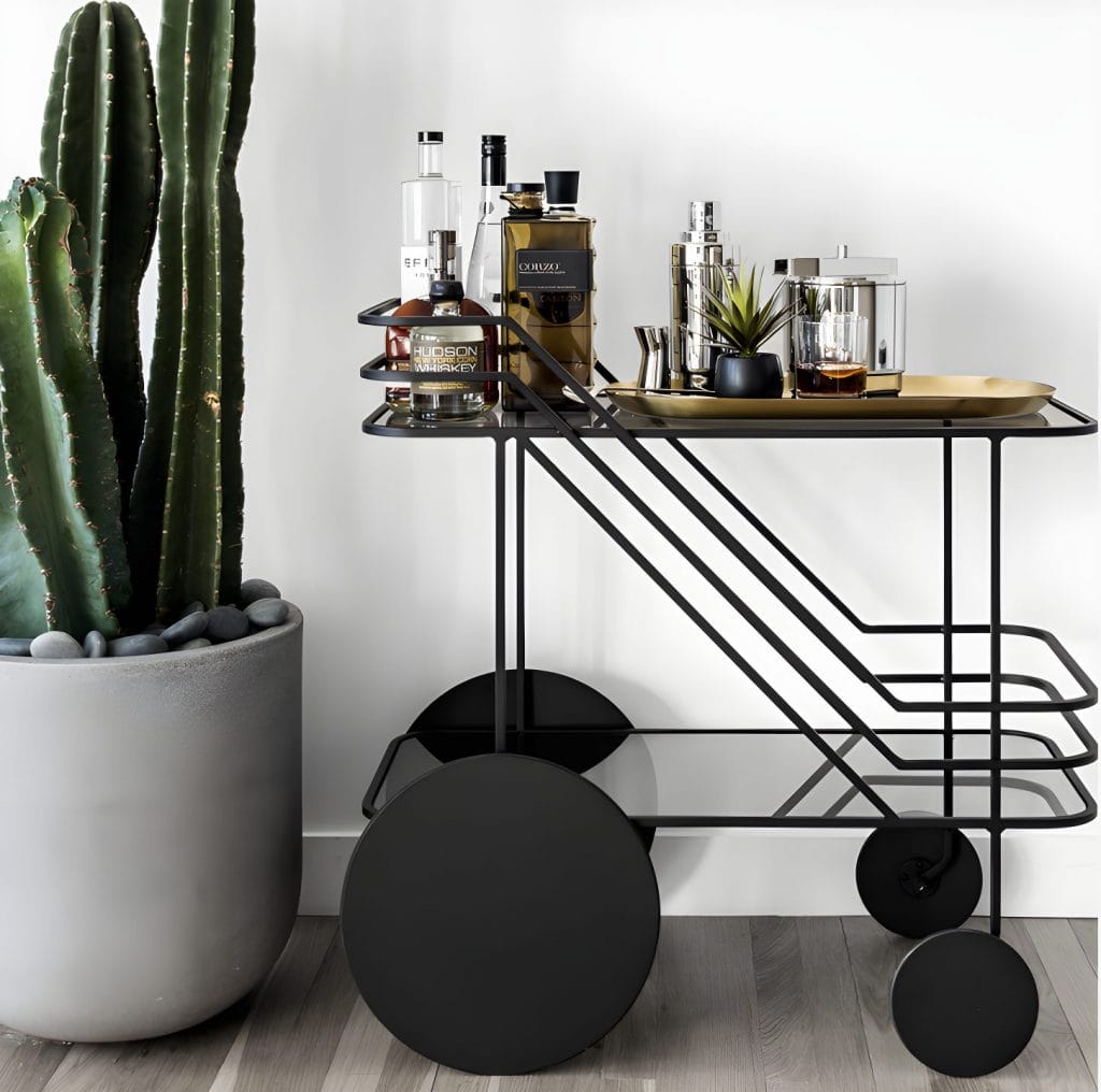 Winter bar cart decor ideas by Decorilla designer, Nicole W.