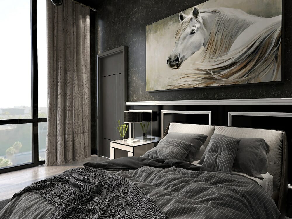 Grey transitional bedroom by omline interior designer Kassondra Leigh