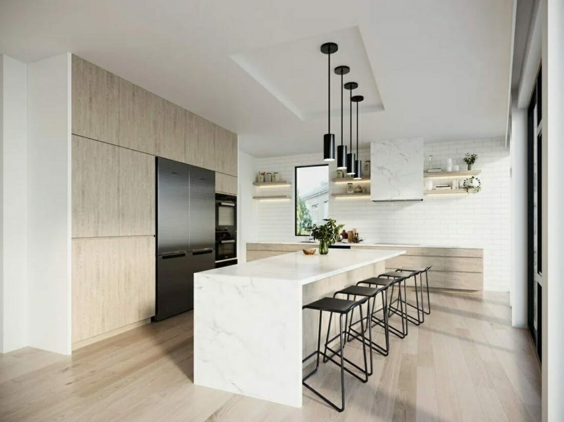 Minimalist Room Sleek 3d Render Of Black Kitchen With Modern