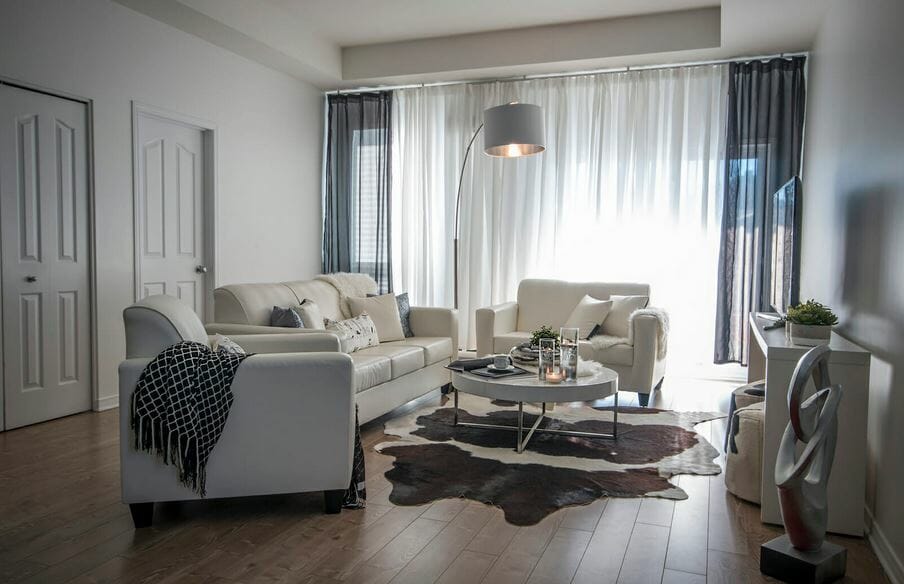 Modern living room layout by Decorilla designer