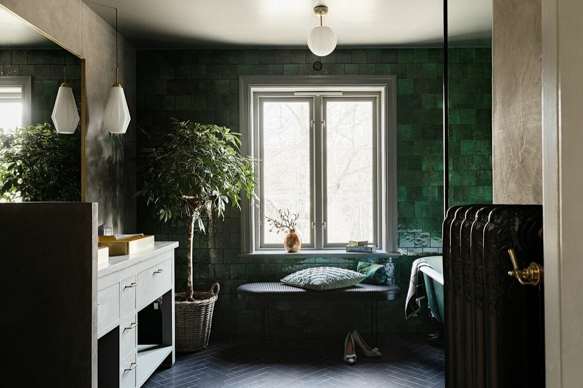 green tile perfect for 2021 bathroom trends