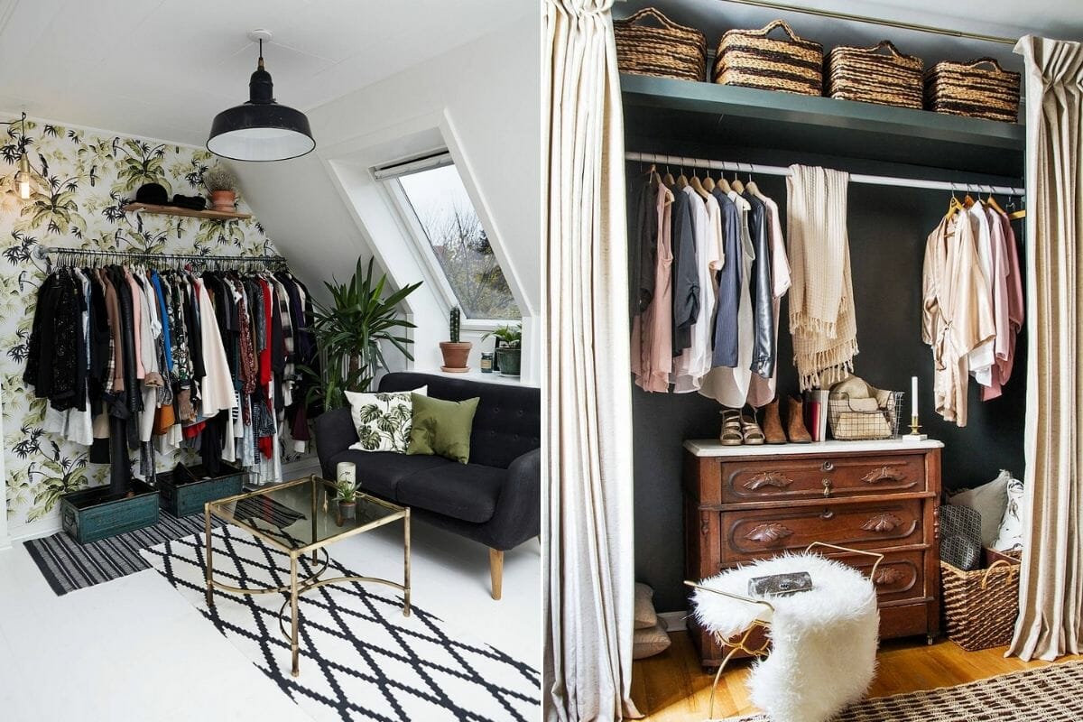 open clothing rails that save space and can make a room look bigger