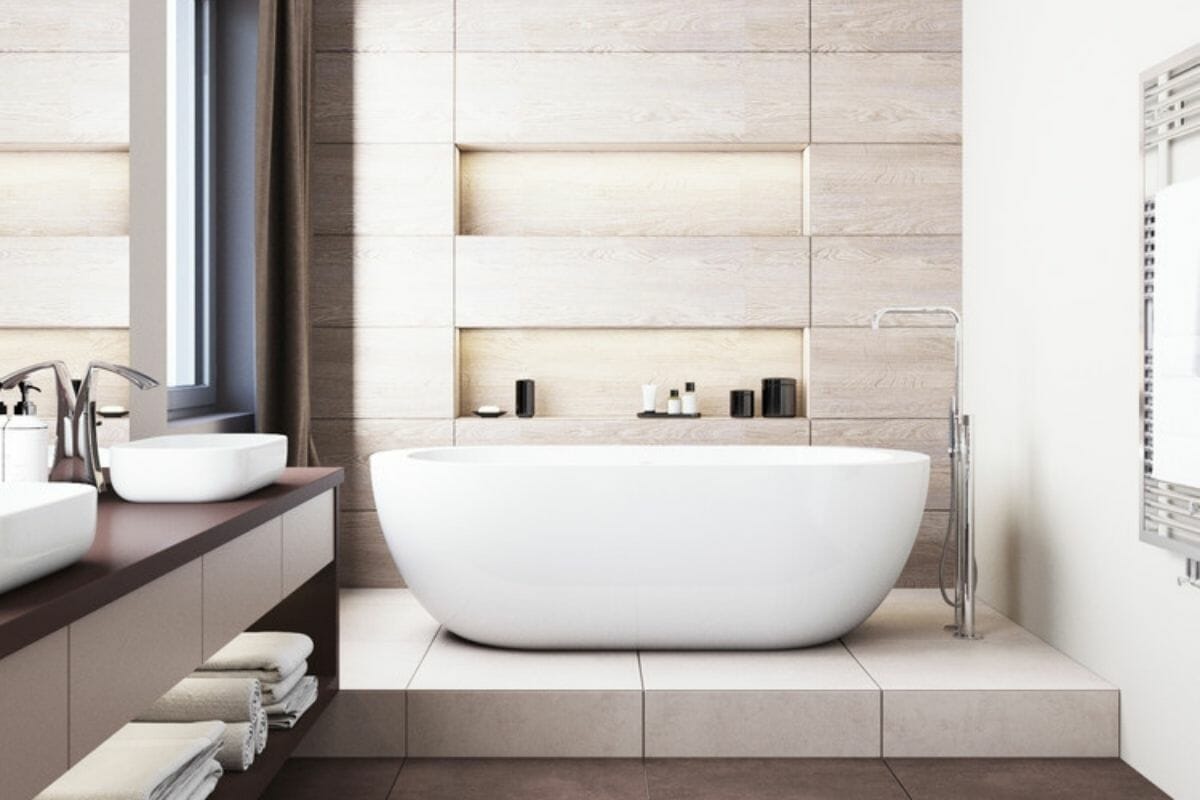 spa-like bathroom trend with large-format bathroom tile - a trend for 2021