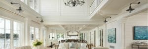Airy neutral transitional great room design