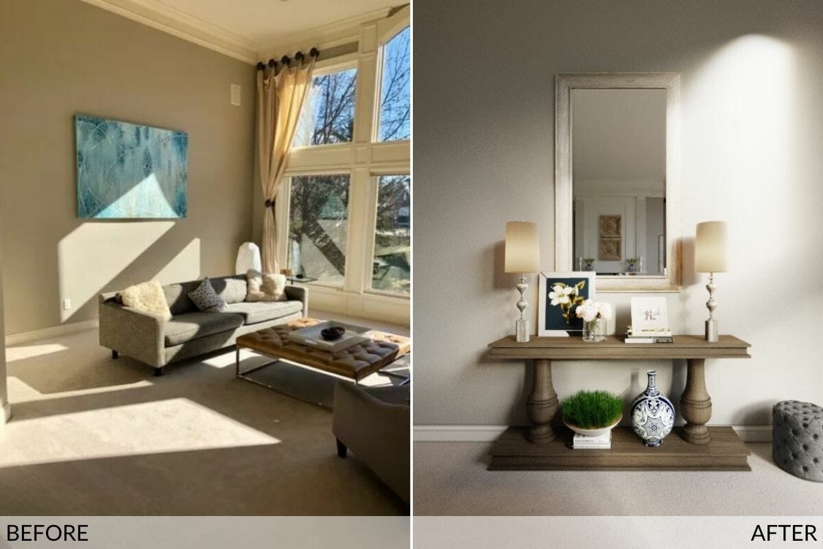 Before and after great room design