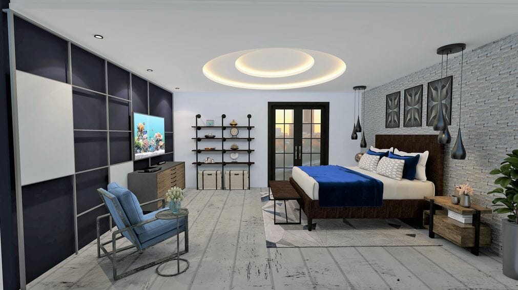 Chic bedroom design by one of the top San Antonio interior designers, Rowanna Loveless