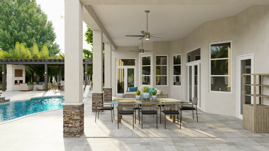 Dining room set up for poolside furniture