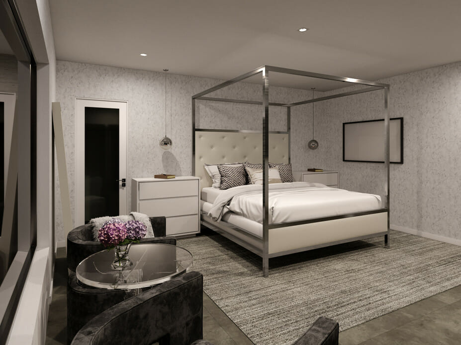 Modern contemporary interior design for a master bedroom suite