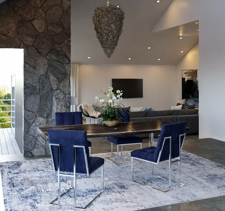 Modern contemporary interior design for a sleek dining room