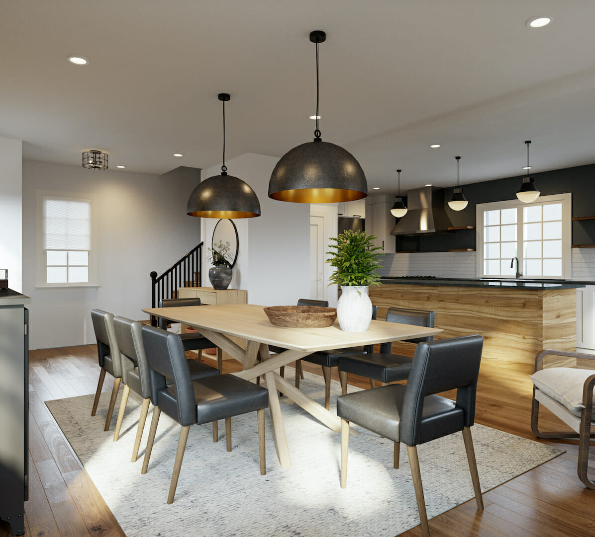 Modern farmhouse dining room by online interior designer Drew F