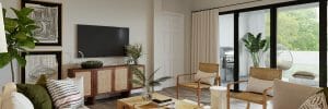 Neutral living room with character by online interior decorator Drew F