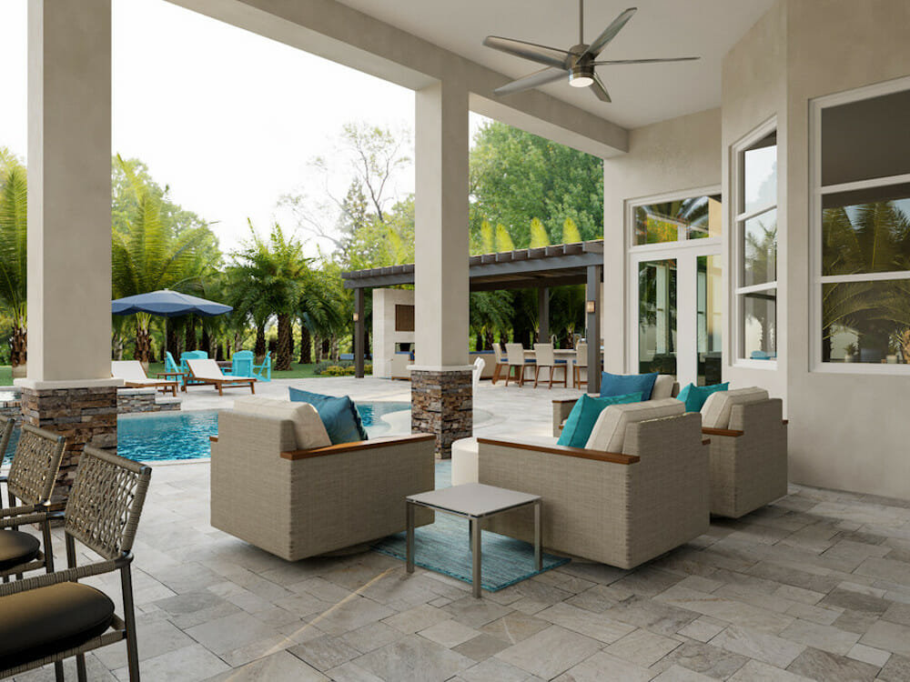 Poolside furniture and decor for ample seating outdoors