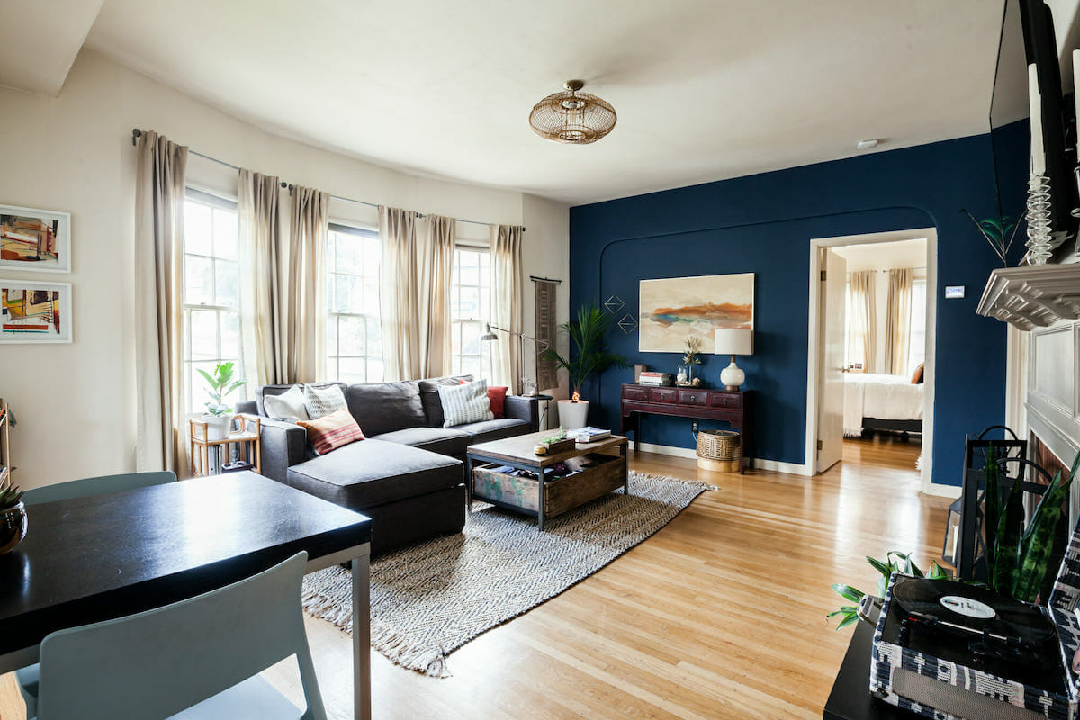 Renter friendly blue accent wall colors