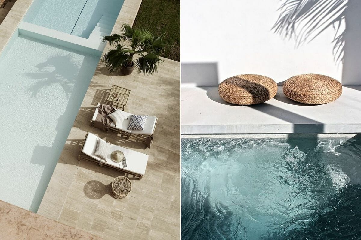 Wicker poolside furniture double as soothing decorating ideas