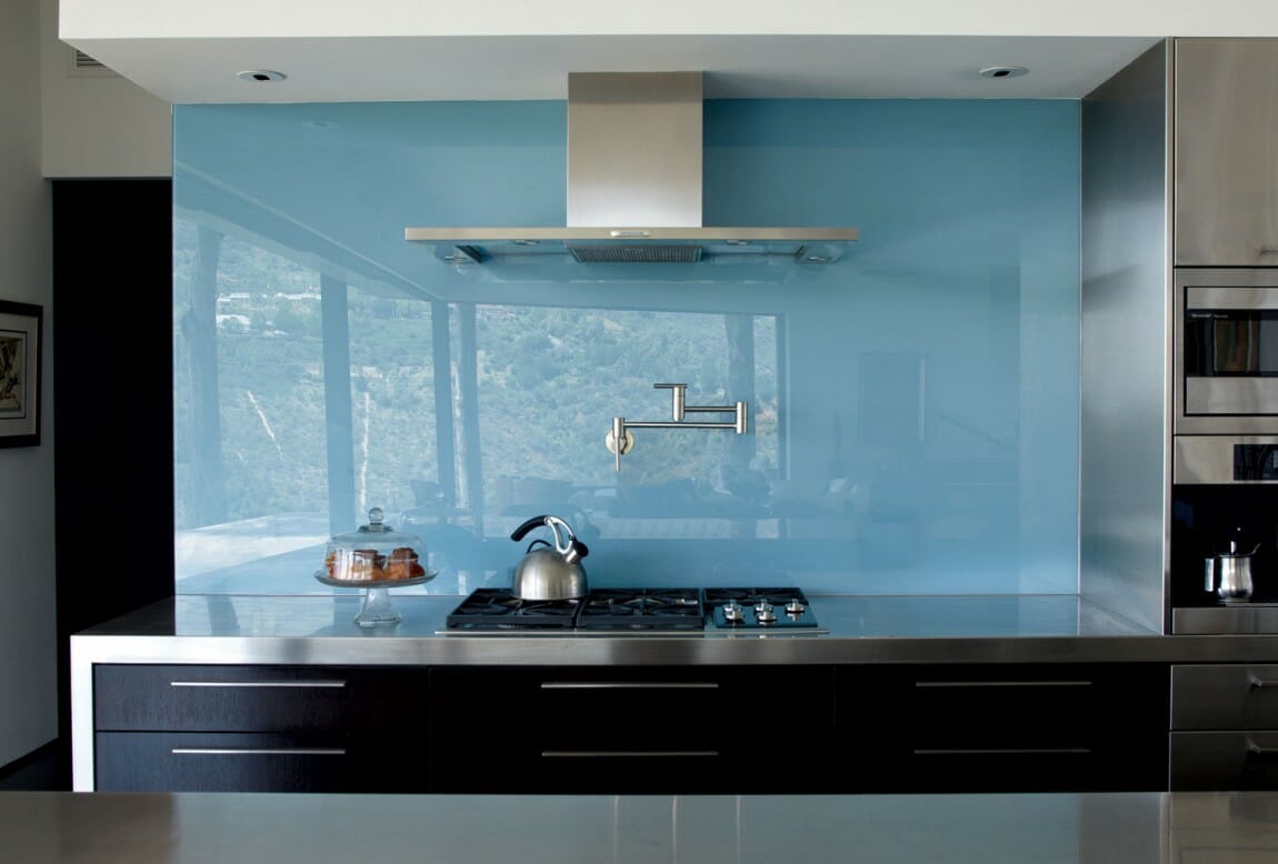 modern backsplash - single panel glass