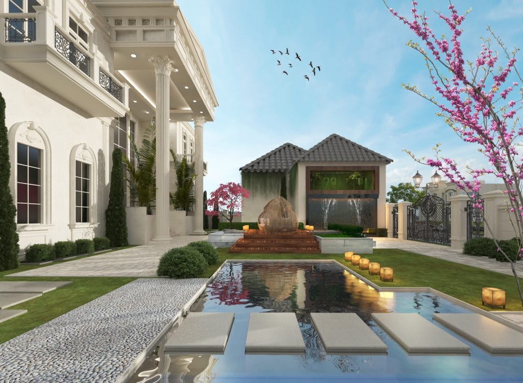 Candlelit poolside decoration by Decorilla designer, Nathalie I.