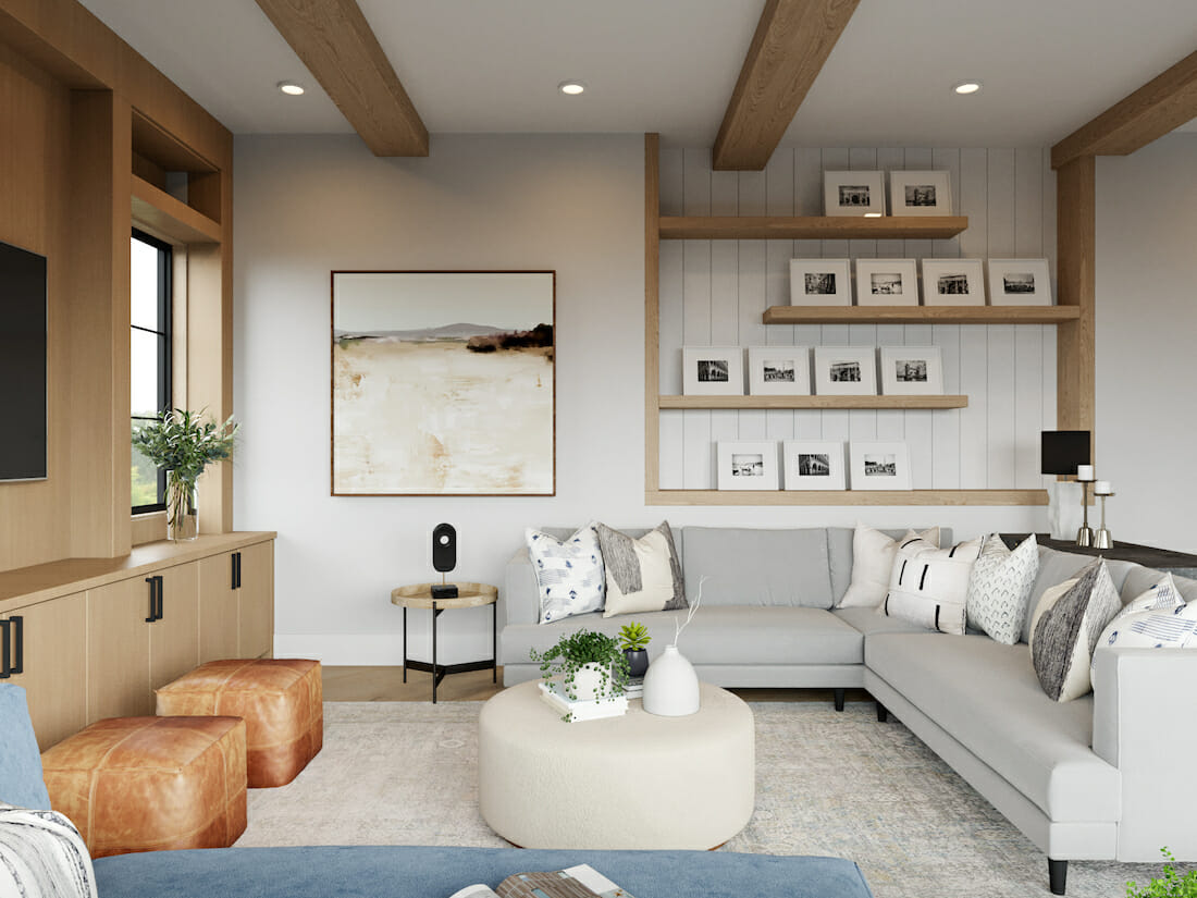 Family living room by Decorilla online interior designer, Courtney B.