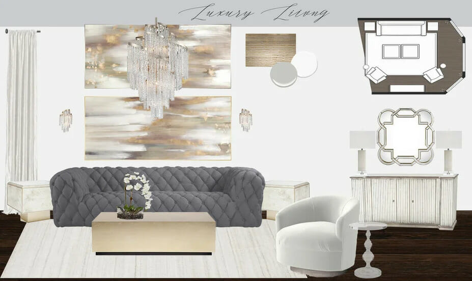 Glam Interior Design Living Room Concept by Tera S