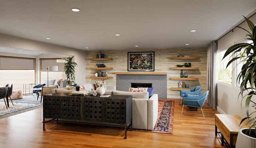 Mid-century eclectic living room
