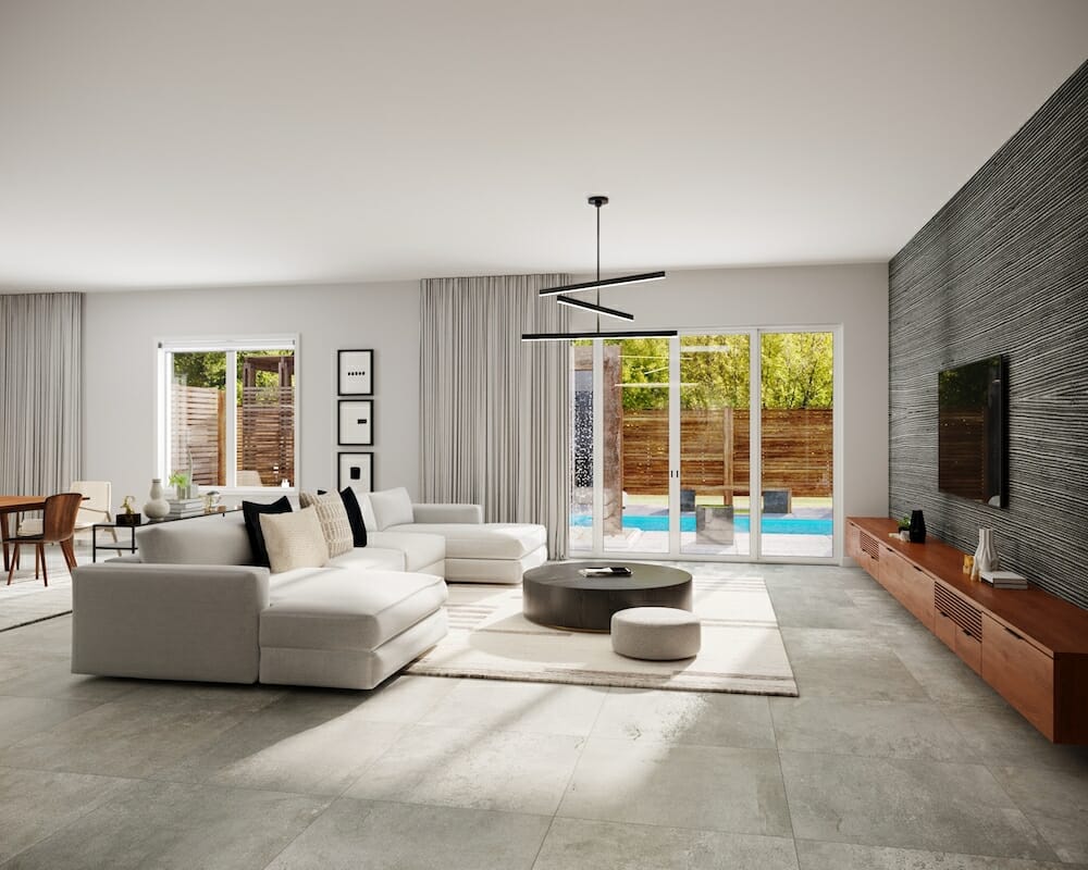 Minimal & modern living room online interior design