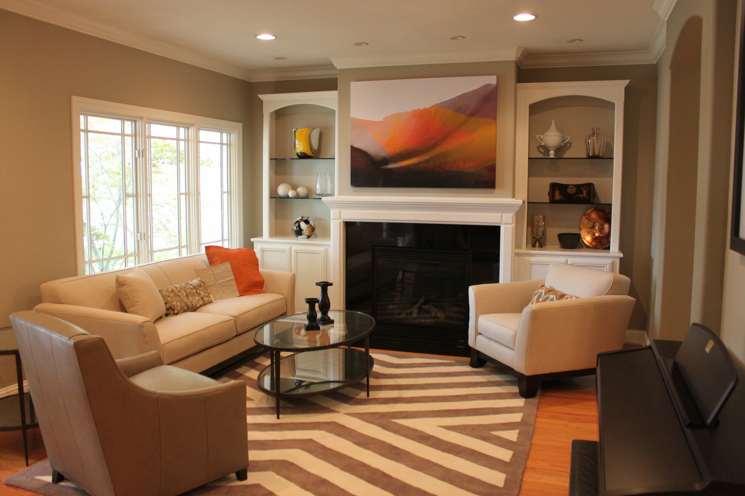 Traditional living room with fireplace by top silicon valley interior designers caitlin campbell