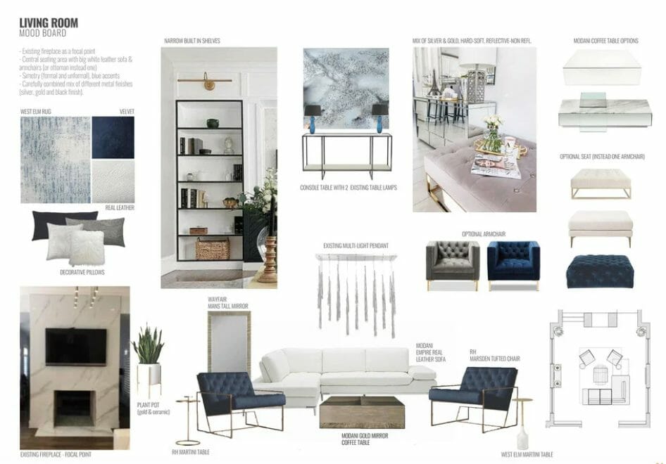 contemporary home interior design living room moodboard