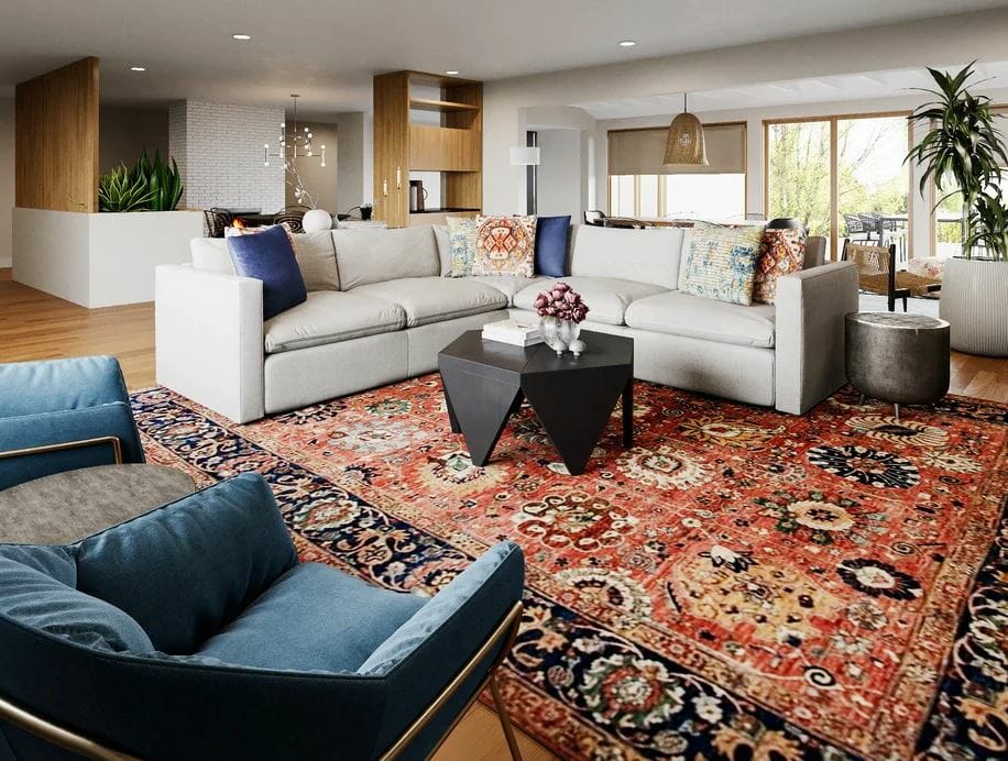 eclectic style living room for an open concept layout