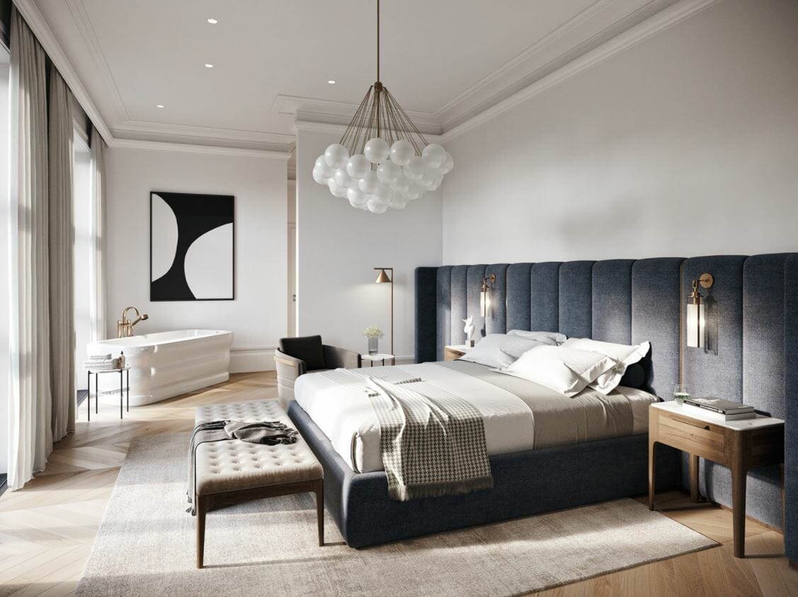Bath in a contemporary bedroom of a boutique hotel interior design - Rehan A