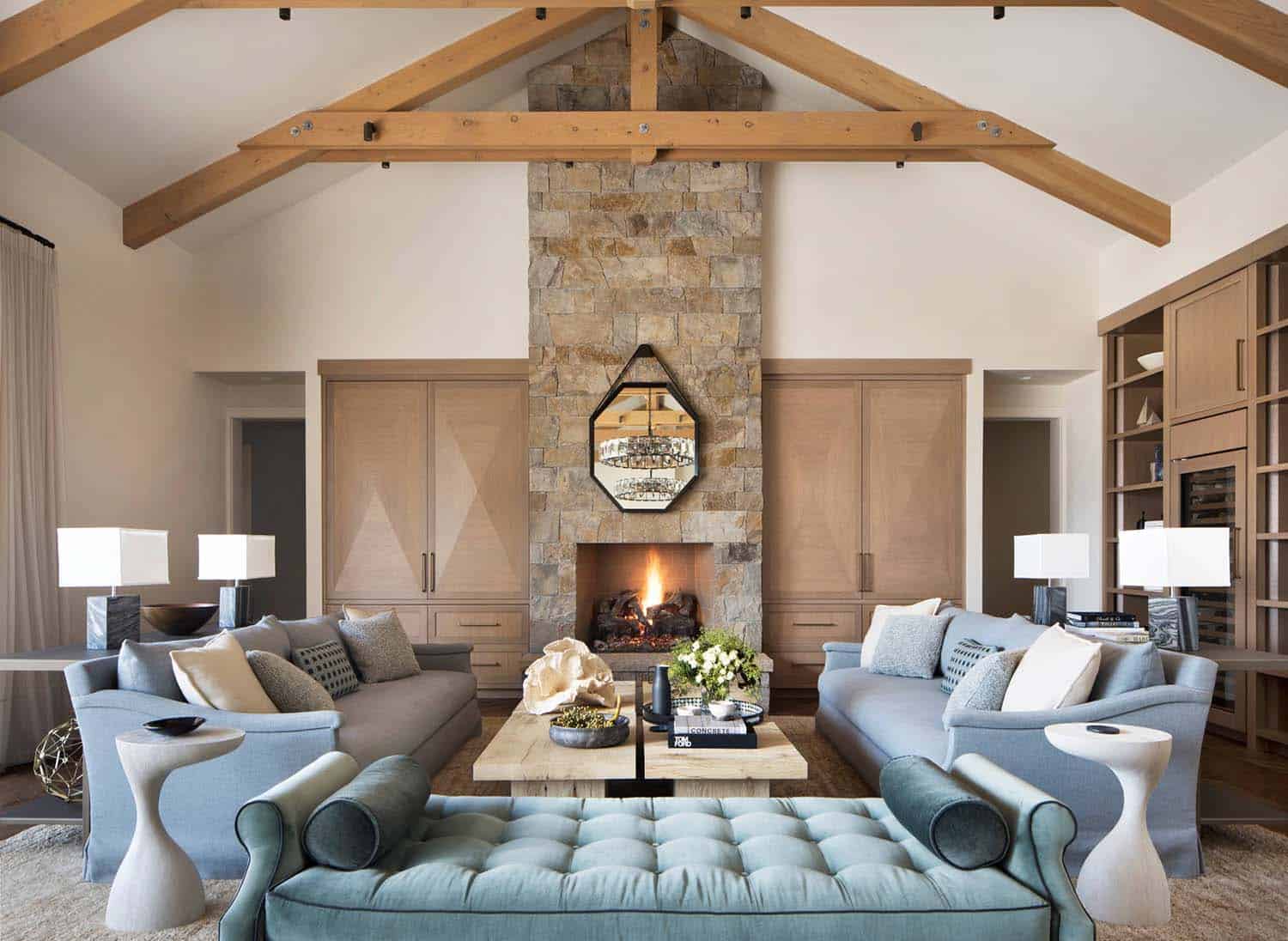 Beautiful rustic glam living room with rich textures