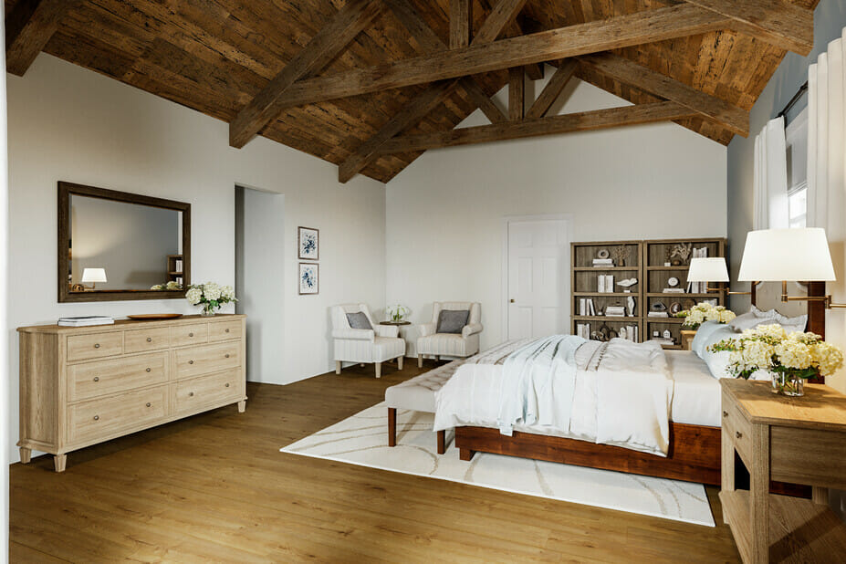 Beautiful rustic interior decor in bedroom