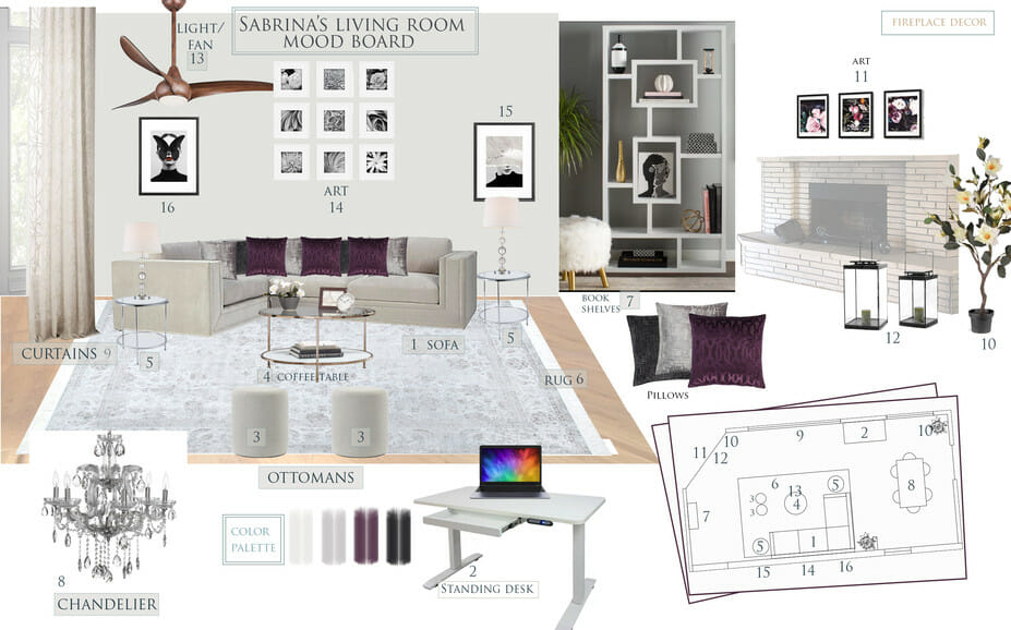 Glam living room decor by Decorilla