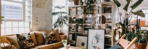 Lush bohemian style decor in a converted loft