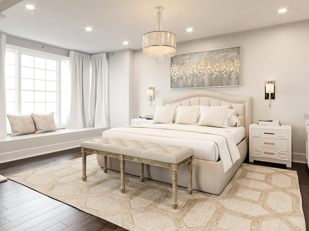 Master bedroom with transitional interior design