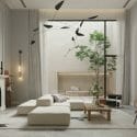 Modern ceiling fixture in modern house lighting design